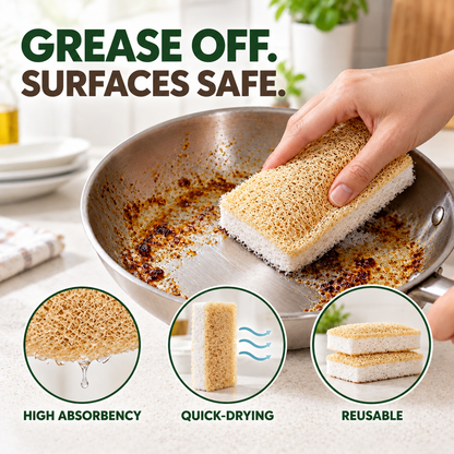Reusable absorbent dish sponge with hanging loop