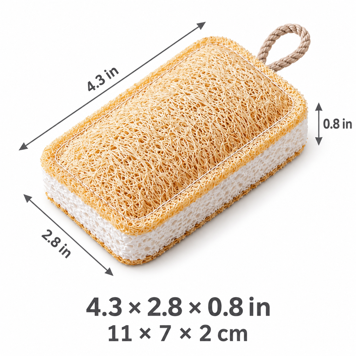 Dish sponge dimensions 11 by 7 by 2 centimeters