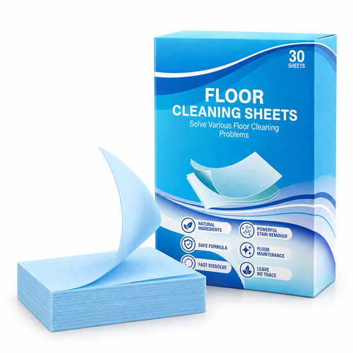 Dissolvable floor cleaning sheets and original package design without a logo