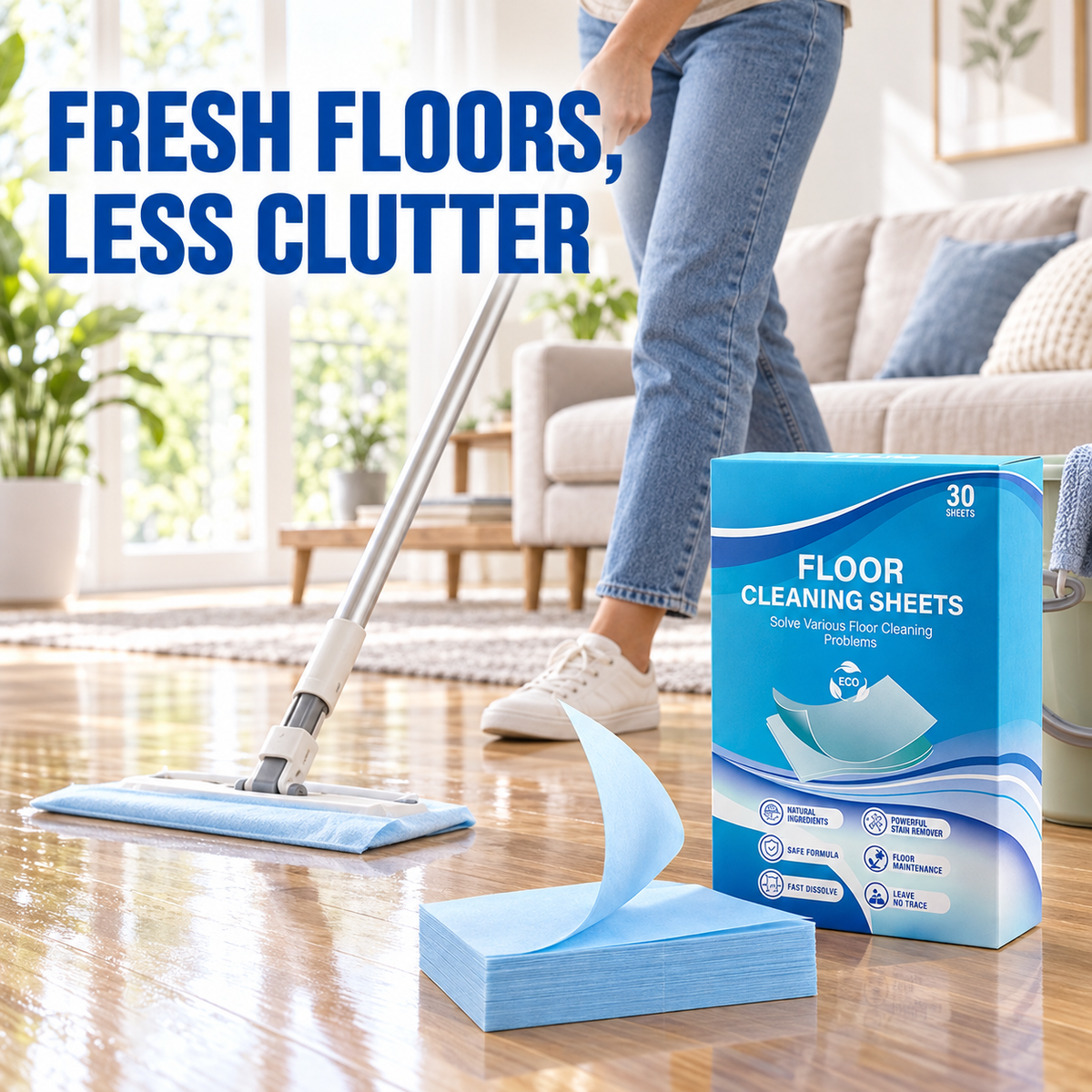 Dissolvable floor cleaning sheets used for mopping